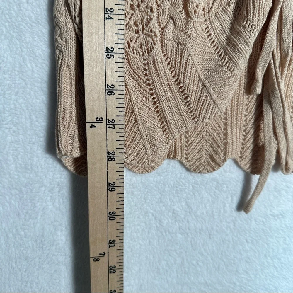 Women’s Crotchet‎ Top Cotton Blend Long Sleeve Pointelle Knit Size S Y2K Style
